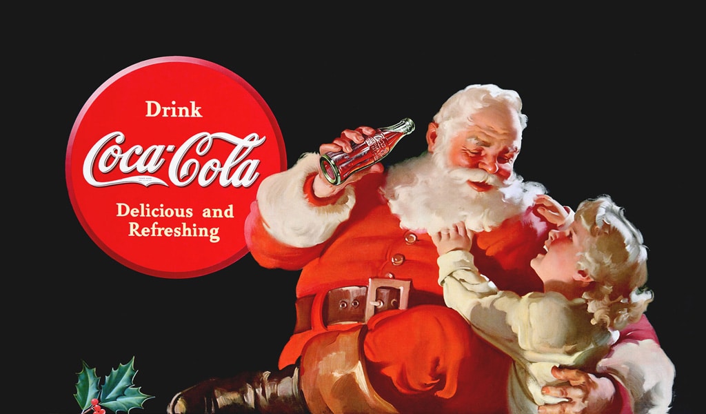 Coca-Cola-Getränk und Weihnachtsmann