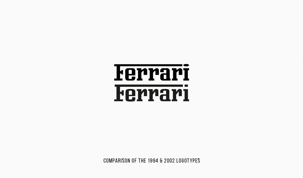 Vergleich der Ferrari-Logos von 1994 und 2002